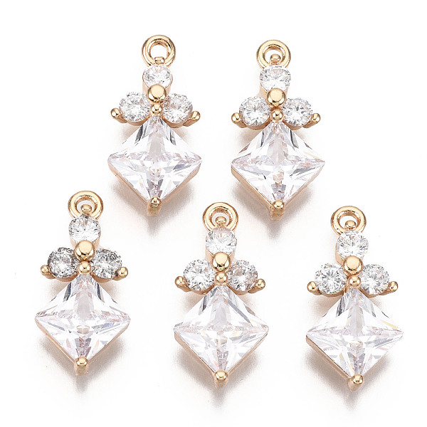 

PandaHall Brass Micro Pave Cubic Zirconia Links, Long-Lasting Plated, Light Gold, Rhombus, Clear, 17x8x4mm, Hole: 1.4mm Brass+Cubic Zirconia...