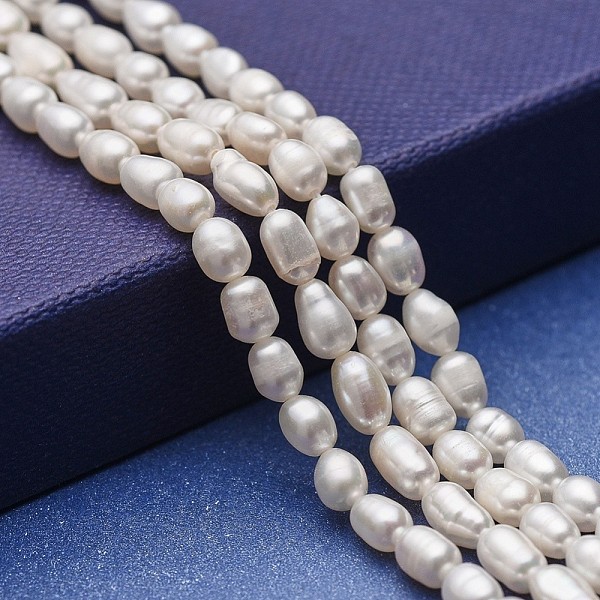 

PandaHall Natural Cultured Freshwater Pearl Beads Strands, Potato, White, 5~8x4~4.5mm, Hole: 0.6mm, about 52~64pcs/strand, 13.52 inch...