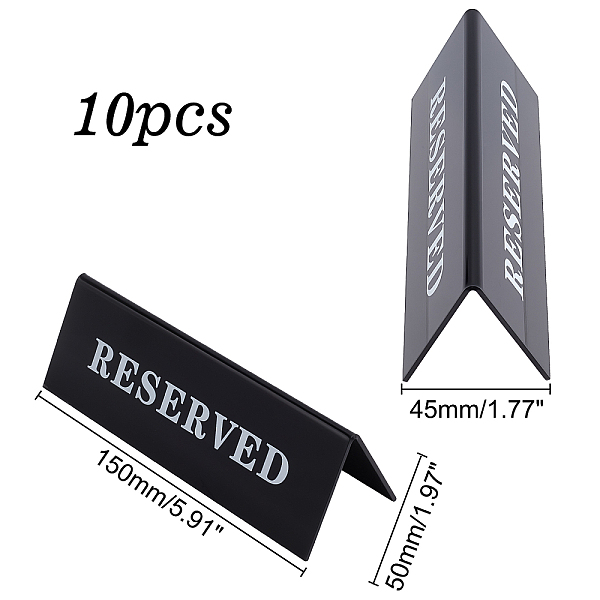 

PandaHall OLYCRAFT 10Pcs 6x1.8x2Inch Black Acrylic Reserved Table Tent Sign Guest Reservation Table Seat Sign for Wedding Seating...