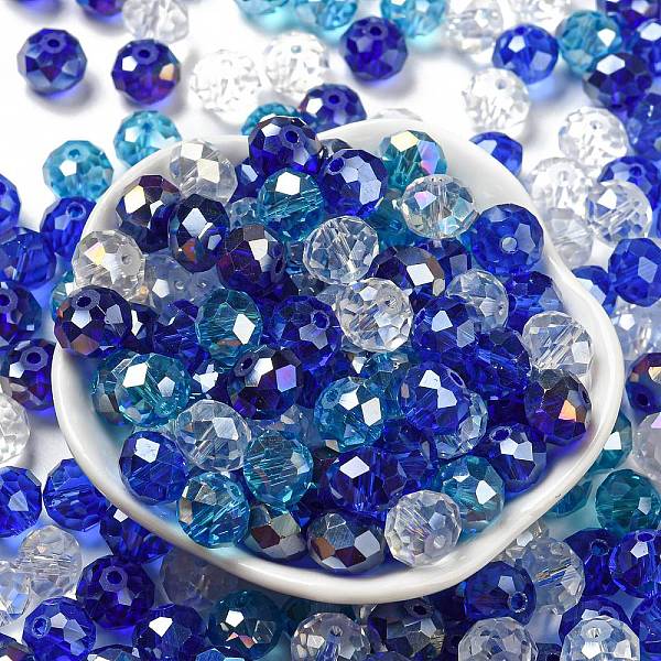 

PandaHall Glass Beads, Faceted, Rondelle, Blue, 10x8mm, Hole: 1mm, about 560pcs/500g Glass Rondelle Blue