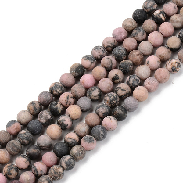 

PandaHall Natural Rhodonite Beads Strands, Frosted, Round, 4mm, Hole: 0.8mm, about 83~86pcs/strand, 14.96 inch(38cm) Rhodonite Round