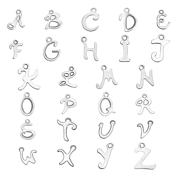 26pcs 26 Lettres 304 Pendentifs En Acier Inoxydable