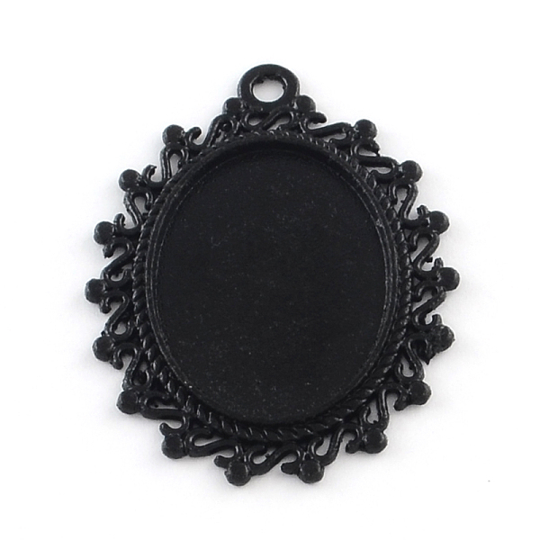 

PandaHall Electrophoresis Alloy Oval Pendant Cabochon Settings, Cadmium Free & Nickel Free & Lead Free, Black, Tray: 25x18mm, 39x29.5x2mm...