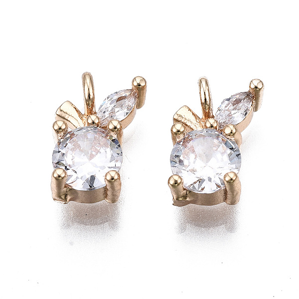 

PandaHall Brass Micro Pave Clear Cubic Zirconia Charms, Long-Lasting Plated, Cadmium Free & Lead Free, Apple, Light Gold, 10x6.5x4mm, Hole...