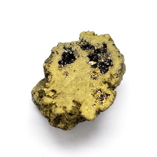 

PandaHall Electroplated Agate Display Decorations, Nuggets, Gold, 38~49x26~42x17~23mm, 1pc/bag Natural Agate Nuggets Gold