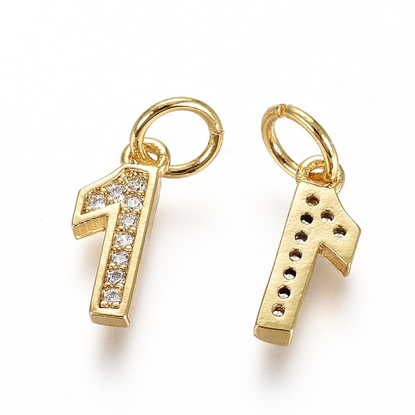 

PandaHall Brass Micro Pave Clear Cubic Zirconia Charms, with Jump Ring, Number, Golden, Num.1, 11x4.5x2mm, Hole: 3mm Brass+Cubic Zirconia...