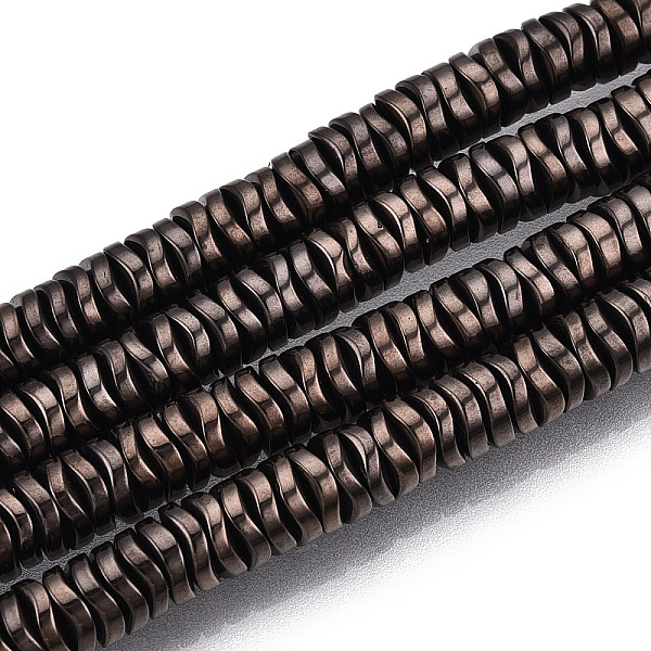 

PandaHall Electroplate Non-magnetic Synthetic Hematite Beads Strands, Wavy, Flat Round/Disc, Copper Plated, 6~6.5x6~6.5x1.5~2mm, Hole: 1mm...