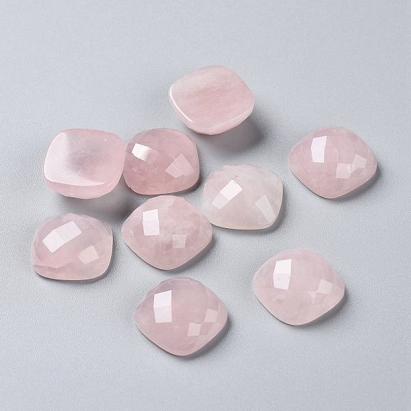 

PandaHall Natural Rose Quartz Cabochons, Faceted Square, 19~20x19~20x8~9mm Rose Quartz Square