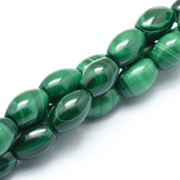 

PandaHall Natural Malachite Beads Strands, Rice, 8~9x6mm, Hole: 0.8mm, about 45pcs/strand, 15.75 inch(40cm) Malachite Rice