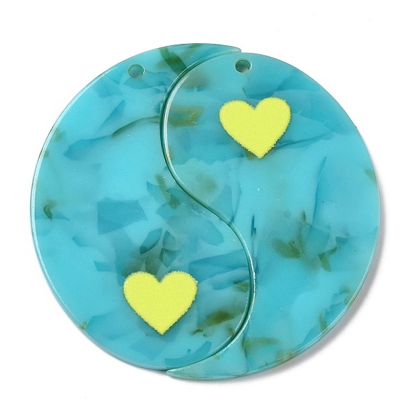 

PandaHall Acrylic Pendant, Yinyang with Heart, Medium Turquoise, 47.5x2.5mm, Hole: 2mm Acrylic Yin-yang