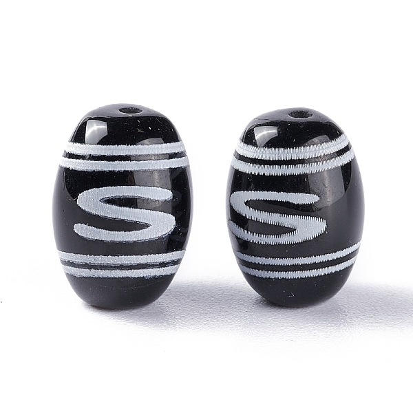 

PandaHall Tibetan Style dZi Beads, Natural Agate Beads, Dyed & Heated, Oval, Money Hook Pattern, 13.5x10mm, Hole: 1.2mm Tibetan Agate Oval