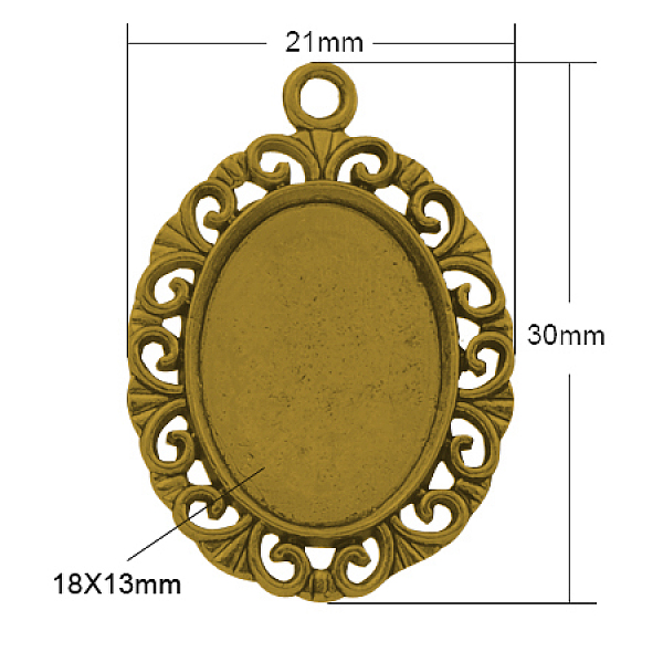 

PandaHall Tibetan Style Pendant Cabochon Settings, Cadmium Free & Lead Free, Oval, Antique Golden, 30x21x2mm, Hole: 2mm, Tray: 18x13mm Alloy...