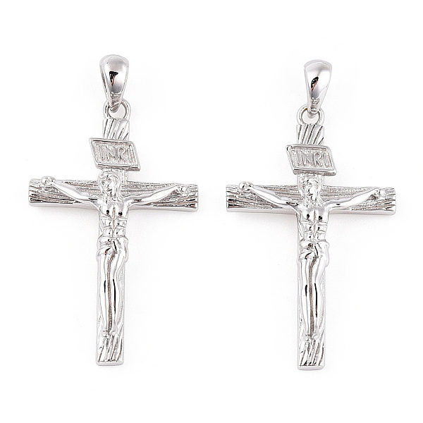

PandaHall Rhodium Plated 925 Sterling Silver Pendants, Religion Jesus Cross with 925 Stamp, Real Platinum Plated, 32x19x5mm, Hole: 3x4mm...