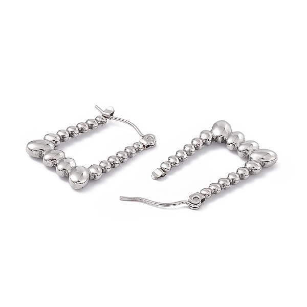 

PandaHall 304 Stainless Steel Beaded Trapezoid Hoop Earrings for Women, Stainless Steel Color, 24x16.5x3mm, Pin: 0.7mm 304 Stainless Steel