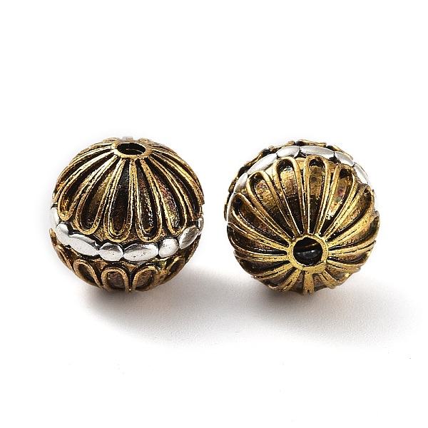 

PandaHall Brass Beads, Rondelle, Antique Silver & Antique Golden, 12.5x12x10mm, Hole: 2mm Brass Rondelle