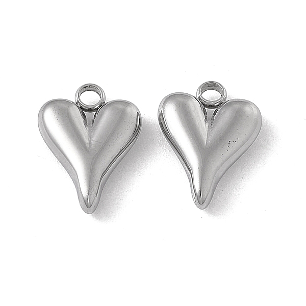 

PandaHall 201 Stainless Steel Pendants, Heart Charm, Stainless Steel Color, 13.5x10x3mm, Hole: 2mm 201 Stainless Steel Heart