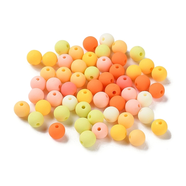 

PandaHall Rubberized Style Imitated Silicone Acrylic Beads, Round, Orange, 8x7.5mm, Hole: 1.6mm, about 1923pcs/500g Acrylic Round Orange