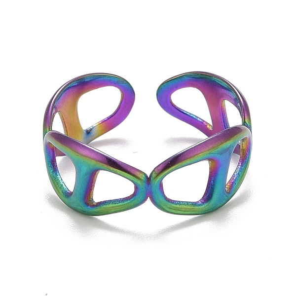 Placcatura Ionica Color Arcobaleno (ip) 304 Anello Per Polsino Aperto Cavo In Acciaio Inossidabile Per Donna