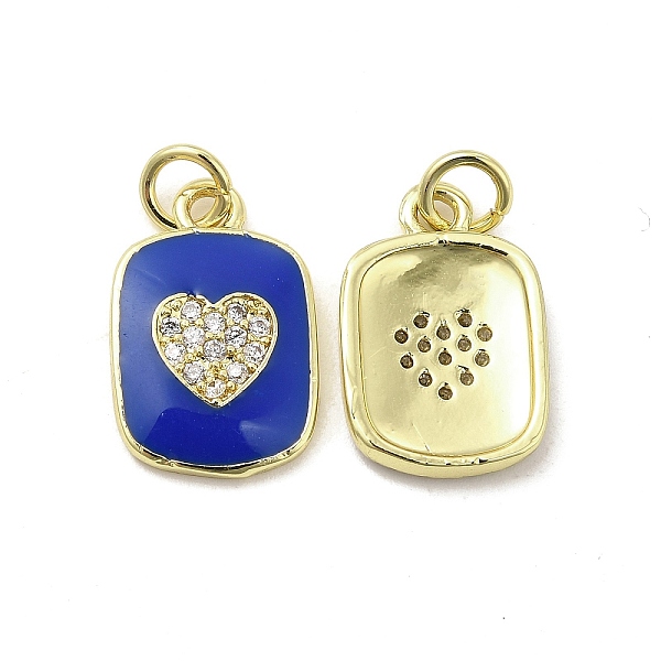 

PandaHall Real 18K Gold Plated Brass Micro Pave Clear Cubic Zirconia Pendants, with Jump Ring & Enamel, Rectangle with Heart Charm, Blue...
