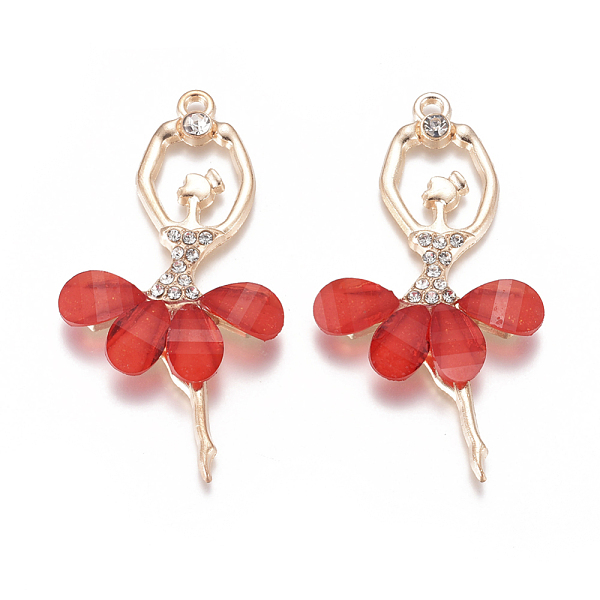 

PandaHall Alloy Big Pendants, with Resin & Crystal Rhinestone, Faceted, Ballerina, Golden, Red, 59~60x30~31x4.5mm, Hole: 2.5mm Alloy+Resin...