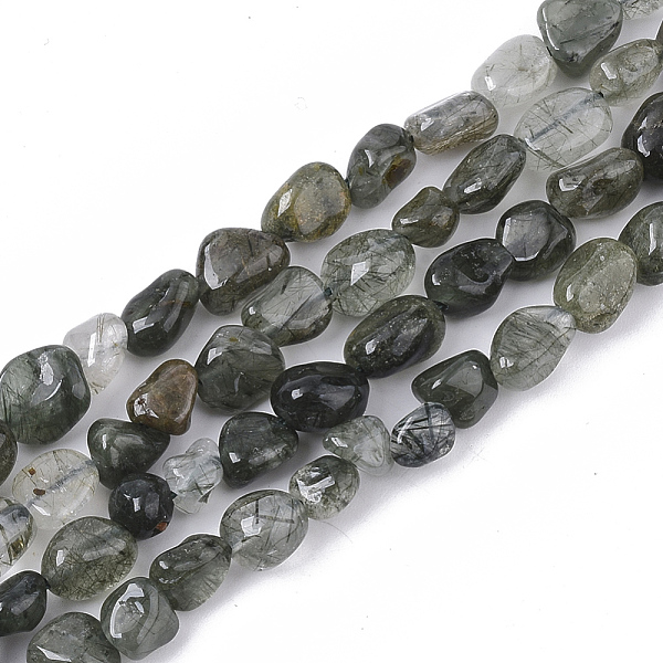 

PandaHall Natural Green Rutilated Quartz Beads Strands, Nuggets, Tumbled Stone, 5~11x5~8x3~6mm, Hole: 0.8mm, about: 52~56pcs/Strand, 15.94...