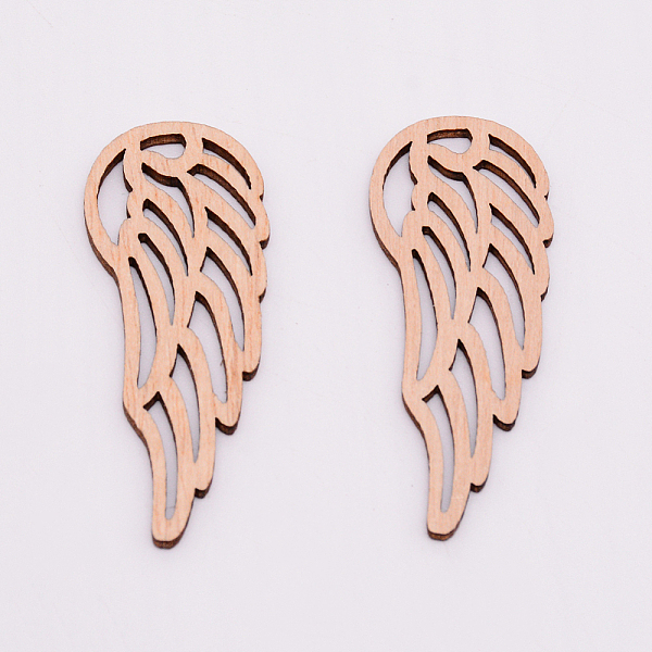 

PandaHall Unfinished Wood Filigree Joiners Links, Laser Cut Wood Shapes, Wing, for DIY Crafts and Jewelry Making, Tan, 55.5x22x2.5mm..., Orange
