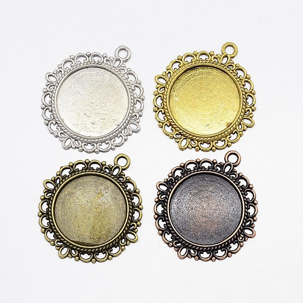 

PandaHall Flat Round Zinc Alloy Pendant Cabochon Settings, DIY Findings for Jewelry Making, Cadmium Free & Lead Free, Mixed Color, Tray...