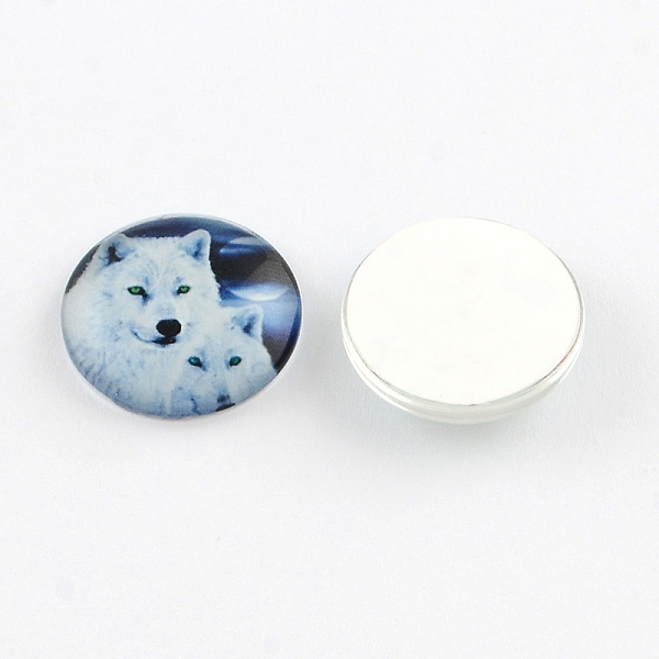 Halbrund / Kuppel Wolf Muster Glas Flatback BlumeCabochons Für DIY-Projekte