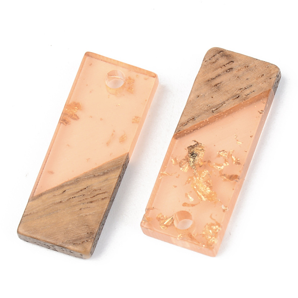 

PandaHall Transparent Resin & Walnut Wood Pendants, with Gold Foil, Rectangle, Dark Salmon, 23x8.5x3mm, Hole: 2mm Resin+Wood Rectangle Red