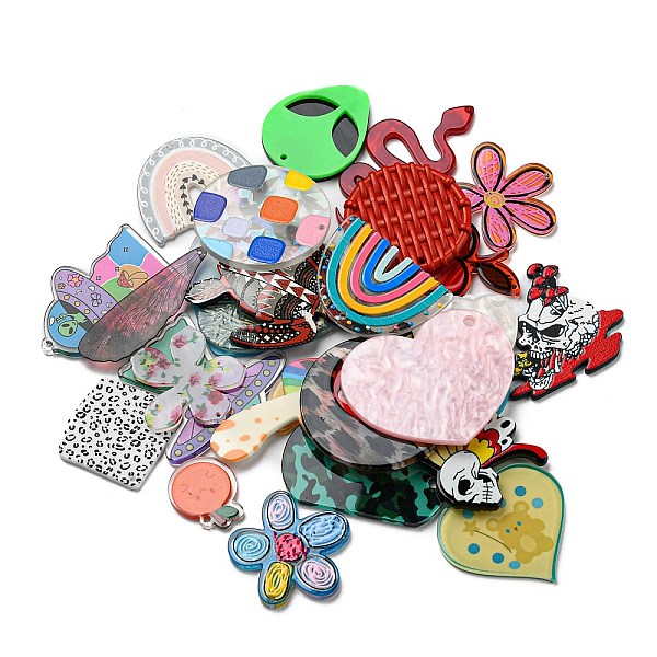 

PandaHall Cellulose Acetate(Resin) Pendants, Mixed Shape, Mixed Color, 14~51x14~39.5x1.5~2.5mm, Hole: 1.2~1.6mm Resin Mixed Shapes..., Multicolor