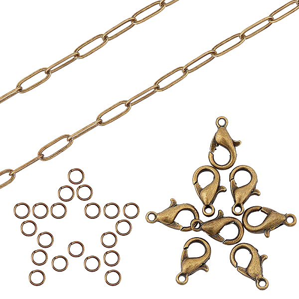 

PandaHall SUNNYCLUE DIY Paperclip Chain Jewelry Making Kits, Including 5m Brass Paperclip Chains, Zinc Alloy Lobster Claw Clasps and Iron...