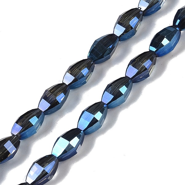 

PandaHall Electroplate Glass Beads Strands, Full Rainbow Plated, Faceted, Oval, Marine Blue, 9.5x5.5mm, Hole: 1.2mm, about 60pcs/strand...