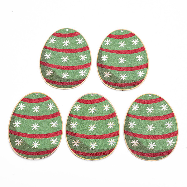 

PandaHall Spray Painted Brass Pendants, Christmas Theme, Oval with Snowflake Pattern, Light Gold, Cadmium Free & Nickel Free & Lead Free...