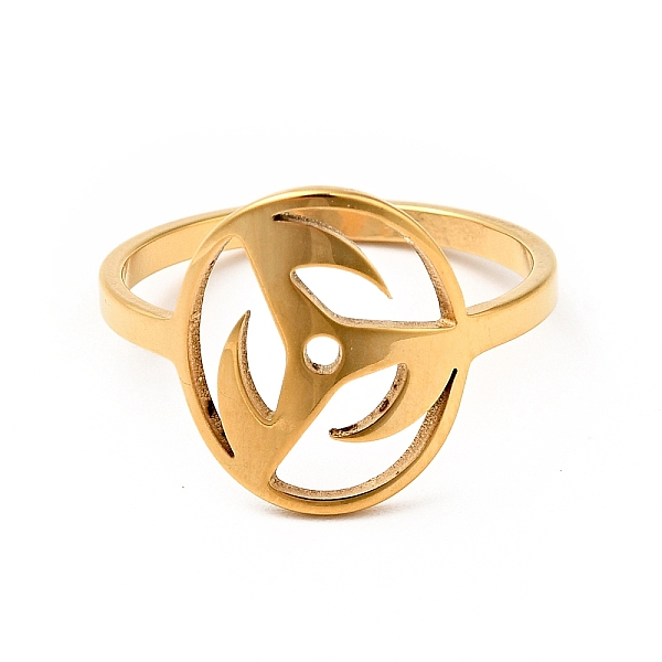 

PandaHall Ion Plating(IP) 201 Stainless Steel Wheel Finger Ring for Women, Golden, US Size 6 1/4(16.7mm) 201 Stainless Steel