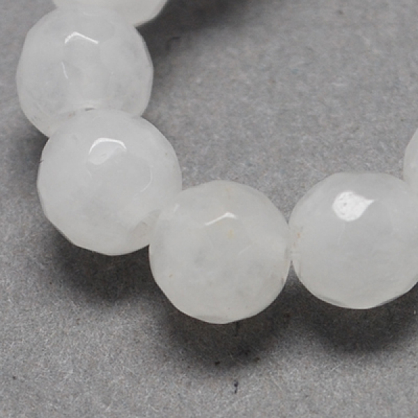 

PandaHall Natural White Jade Bead Strands, Dyed, Faceted, Round, White, 8mm, Hole: 1mm, about 48pcs/strand, 14.9 inch White Jade Round White