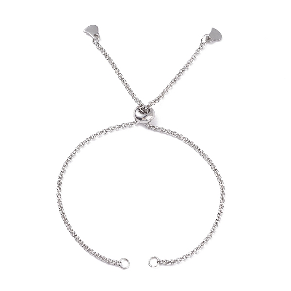 

PandaHall 304 Stainless Steel Rolo Chain Slider Bracelet Making, Bolo Bracelet, with 304 Stainless Steel Jump Rings and Brass Beads, Heart...