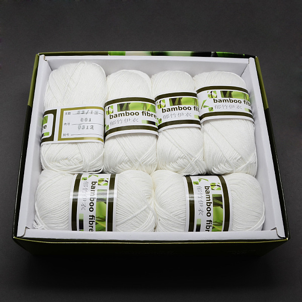 

PandaHall Soft Baby Yarns, with Bamboo Fibre and Silk, White, 1mm, about 50g/roll, 6rolls/box Bamboo Fiber+Silk White
