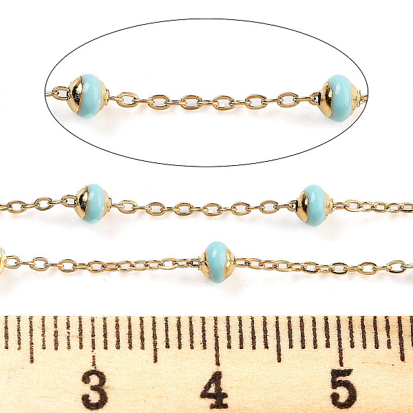 

PandaHall Stainless Steel Satellite Chains, with Enamel Beads and Spool, Soldered, Long-Lasting Plated, Flat Round, Golden, Turquoise..., Green