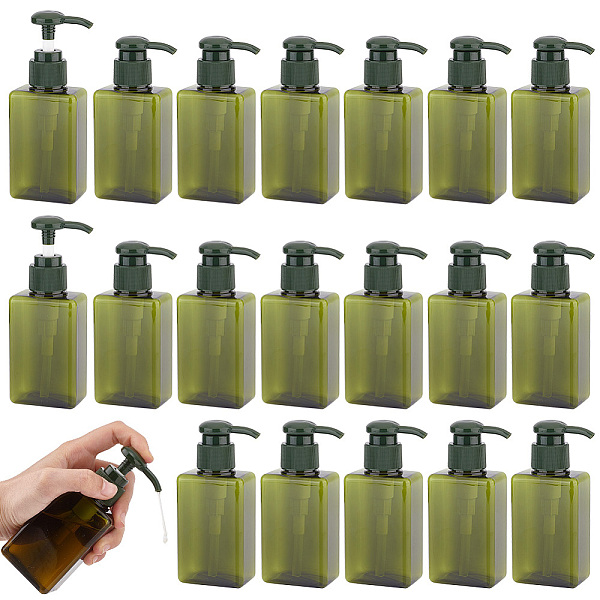 

PandaHall OLYCRAFT 30Pcs Plastic Pump Press Bottles 100ml/3.38oz Small Dispenser Bottles Dark Olive Green Clear Shampoo and Conditioner...