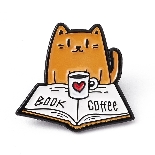 

PandaHall Love Book Coffee Enamel Pin, Electrophoresis Black Alloy Brooch for Cat Person, Heart Pattern, 29x31x2mm, Pin: 1.3mm Alloy+Enamel...