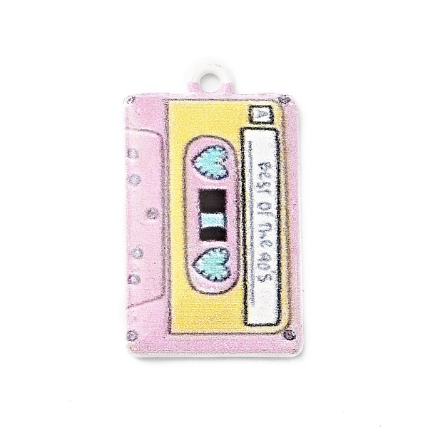 

PandaHall Printed Alloy Pendants, Cassette Tape, Platinum, Pink, 25.5x14.5x2.5mm, Hole: 1.6mm Alloy Rectangle Pink