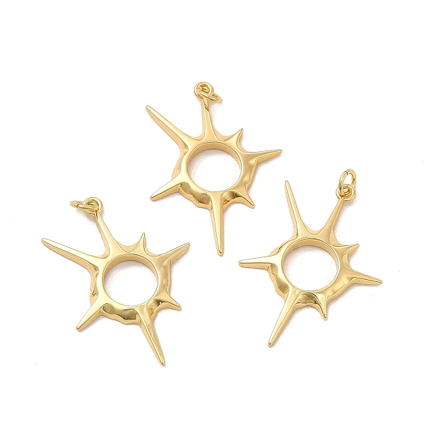 

PandaHall Rack Plating Eco-Friendly Brass Pendants, with Jump Rings, Long-Lasting Plated, Lead Free & Cadmium Free, Star Charm, Real 18K...