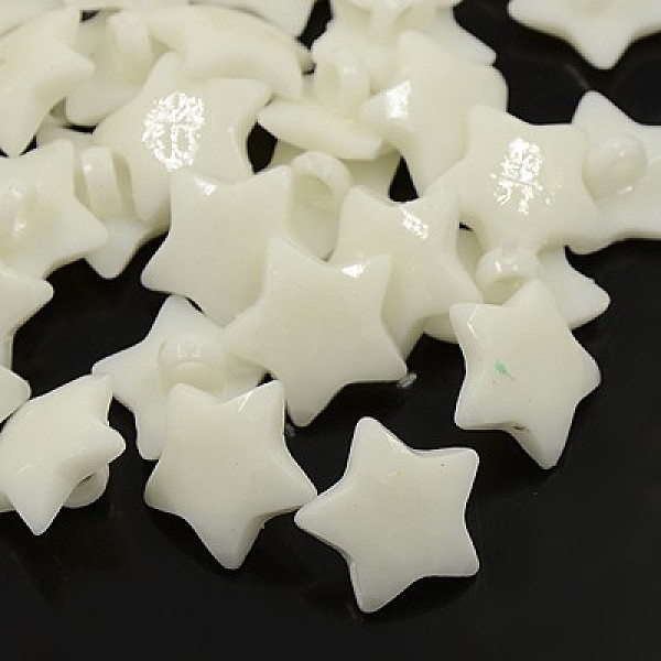 

PandaHall Acrylic Shank Buttons, 1-Hole, Dyed, Faceted, Star, White, 16x3mm, Hole: 3mm Acrylic Star White