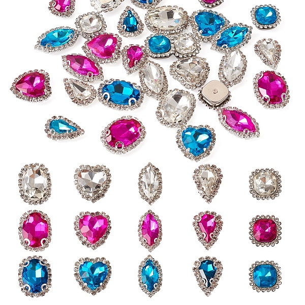 

PandaHall 30Pcs 15 Style Sew on Rhinestone, Glass Rhinestone, Garments Accessories, Multi-Strand Links, with Platinum Tone Iron Settings..., Multicolor