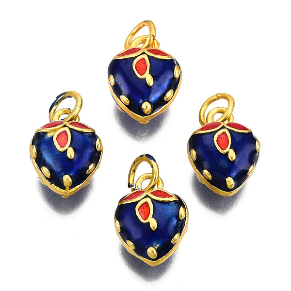 

PandaHall Alloy Enamel Charms, Cadmium Free & Lead Free, with Jump Rings, Matte Gold Color, Strawberry, Dark Blue, 12x9.5x6mm, Jump Ring...