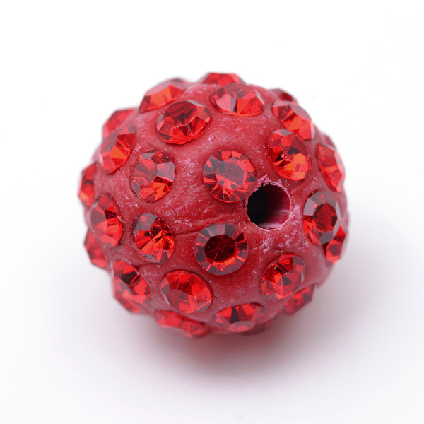 

PandaHall Polymer Clay Pave Rhinestone Beads, Disco Ball Beads, Light Siam, PP15(2.1~2.2mm), 6 Rows Rhinestone, 12mm, Hole: 1.5mm Polymer..., Red