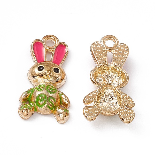 

PandaHall Alloy Enamel Pendants, Rabbit Charm, Golden, Deep Pink, 20x10x3.5mm, Hole: 2mm Alloy+Enamel Rabbit