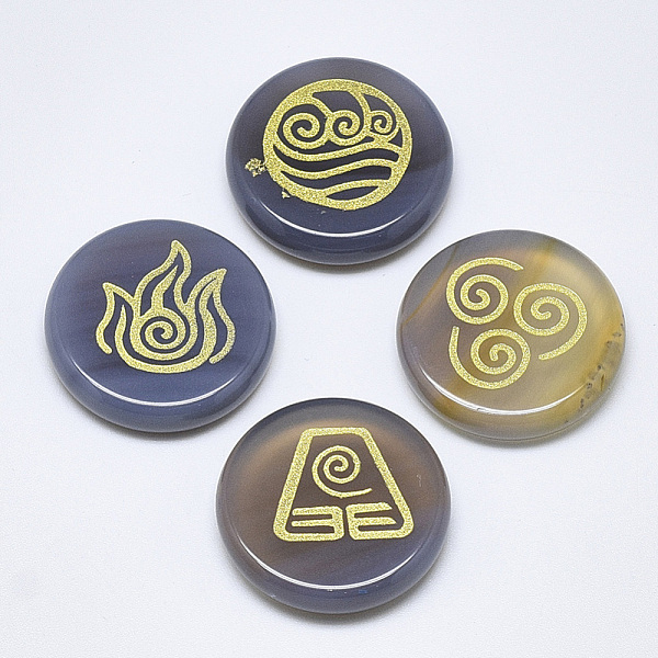 

PandaHall Natural Grey Agate Cabochons, Flat Round with Auspicious Cloud Pattern, 25x5.5mm, 4pcs/set Natural Agate Flat Round