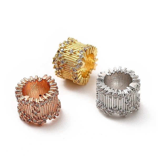 

PandaHall Rack Plating Brass Micro Pave Cubic Zirconia Beads, Long-Lasting Plated, Lead Free & Cadmium Free, Column, Mixed Color, 10x7mm..., Clear