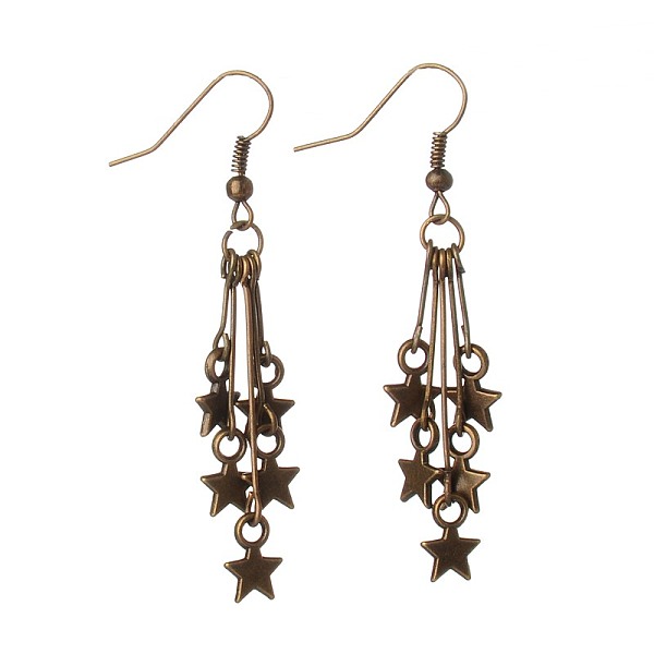 

PandaHall Dangling Tibetan Style Alloy Pendant Earrings, with Iron Earring Hooks, Antique Bronze, 58mm, Pin: 0.7mm Alloy